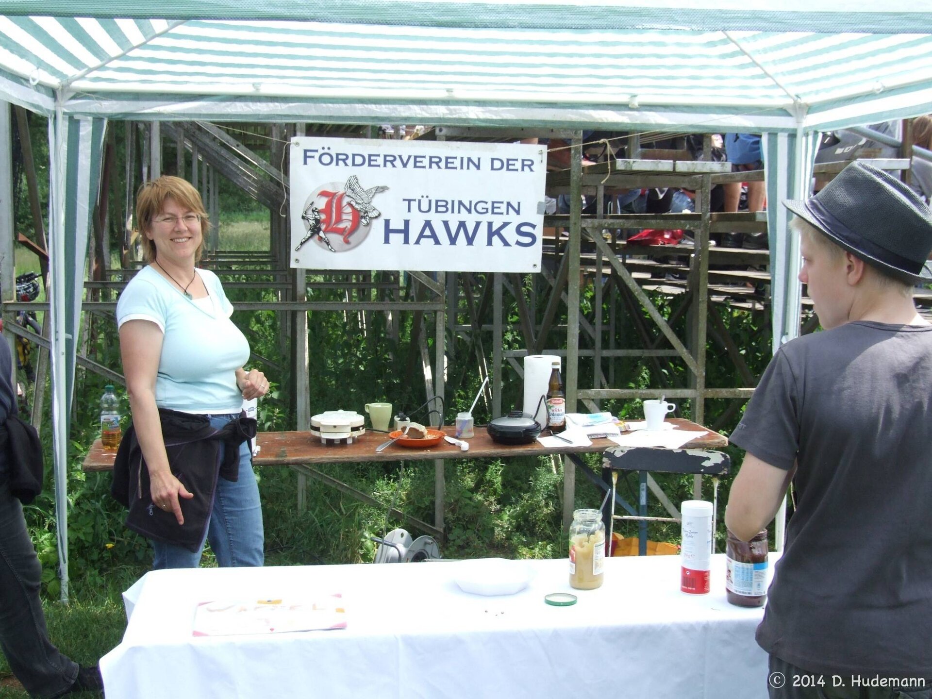 Förderverein-Stand beim 1. Bundesliga Spiel der Hawks (2014)